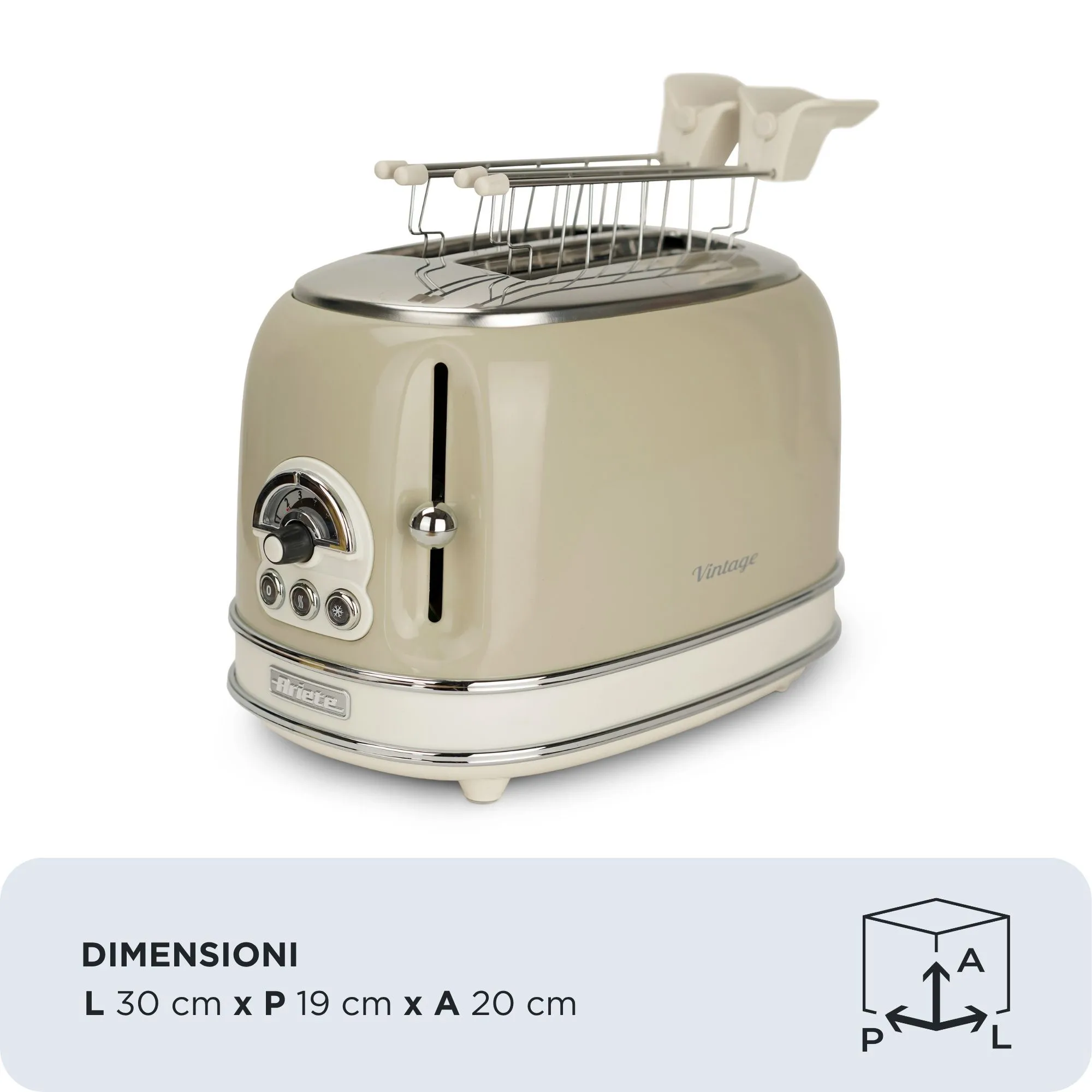 Ariete Vintage 0155 toaster, 2 slices, Beige