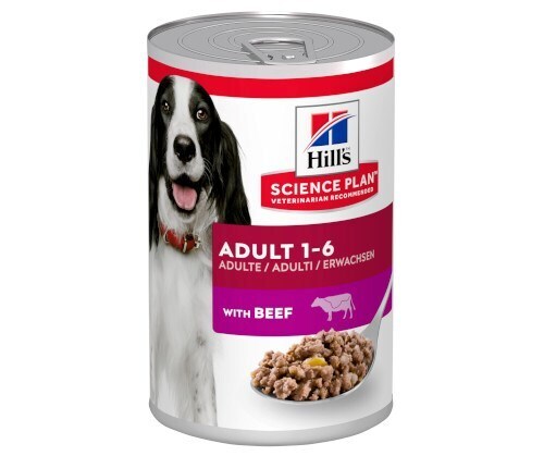 Hill's Science Plan Adult Beef, V&aring;tfoder f&ouml;r hund, 370 g