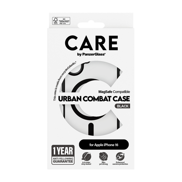 Care by PanzerGlass iPhone 16 MagSafe Urban Combat Case, Black