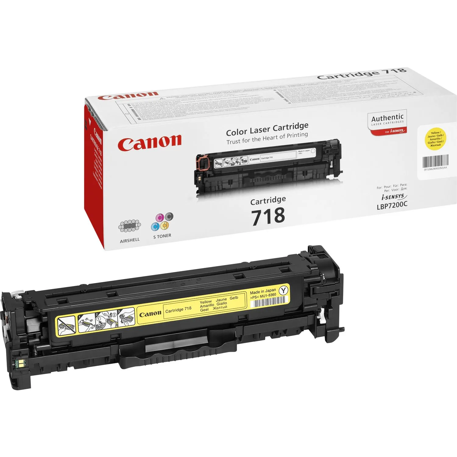 Canon 718 Yellow - Keltainen - alkuperäinen - väriainekasetti malleihin i-SENSYS LBP7210, LBP7680, MF728, MF729, MF8340, MF8360, MF8380, MF8540, MF8550, MF8580