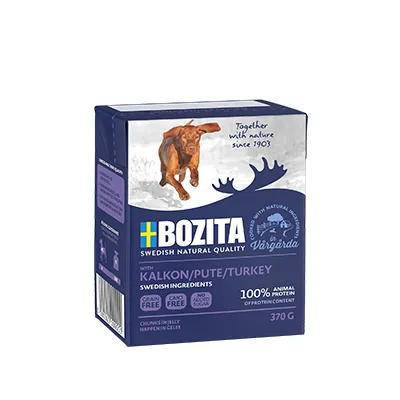 Bozita Naturals Chunks in Jelly with Turkey, Wet food for dogs, Adult, Sensitive, 370g