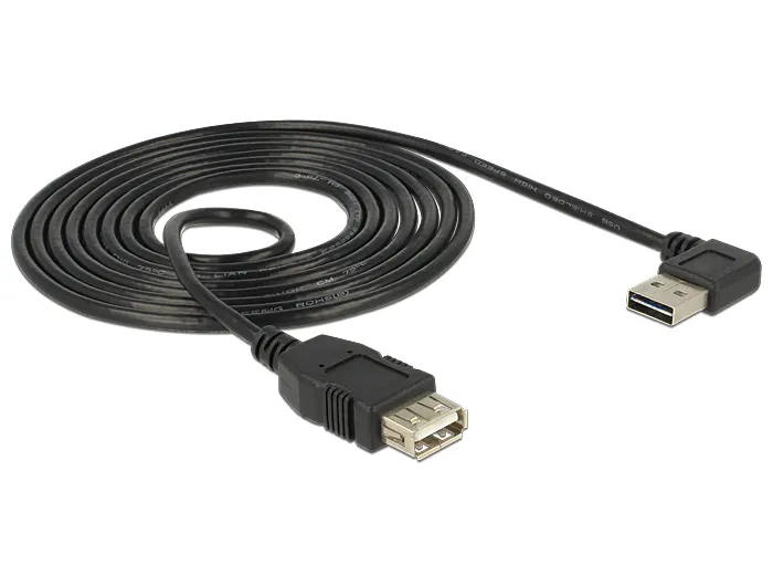 DeLock Cable Easy Angled USB-A - extension cable, Black, 1m