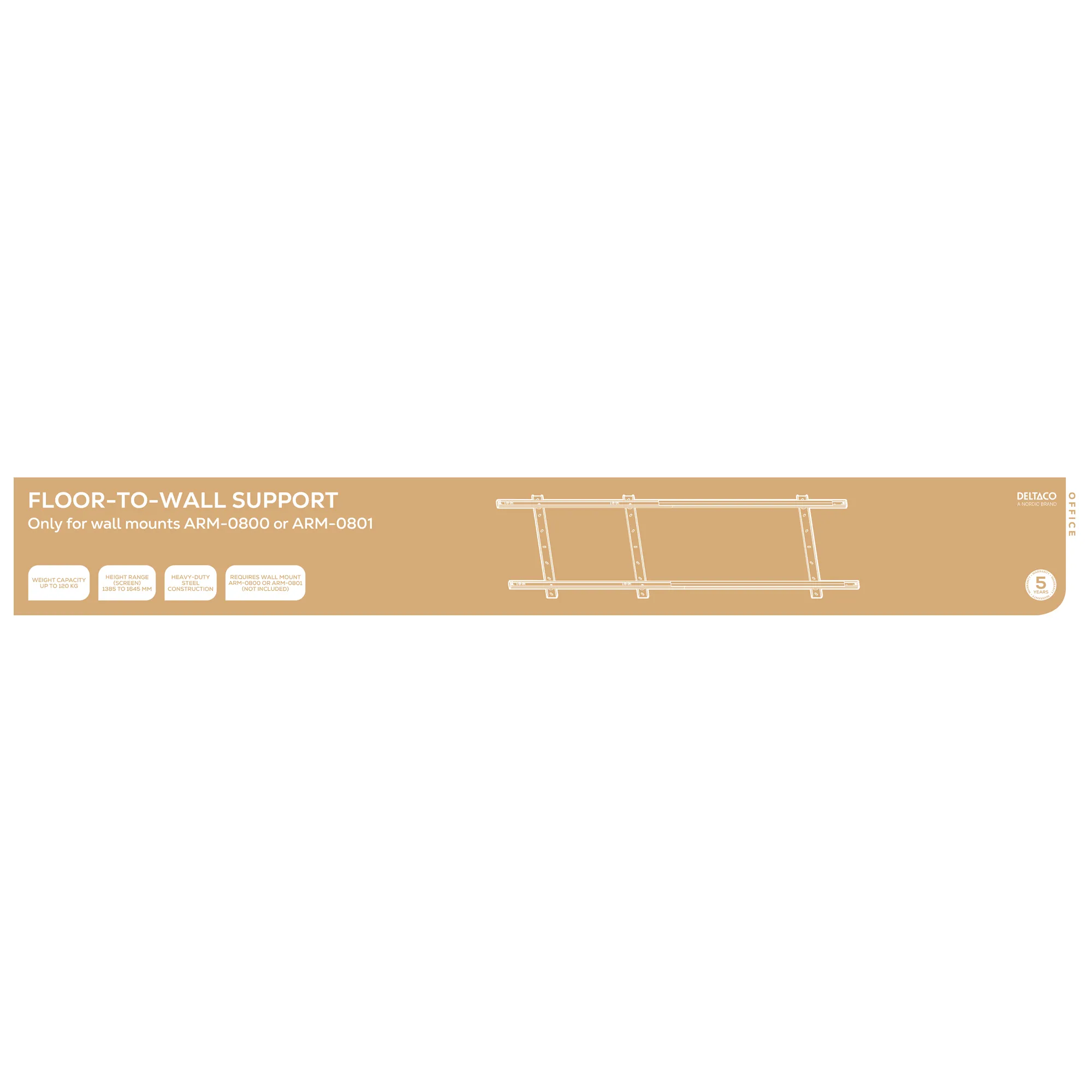 DELTACO Office ARM-0811 Floor/Wall Mount for LCD Displays, Black, Steel, maximum 120 kg