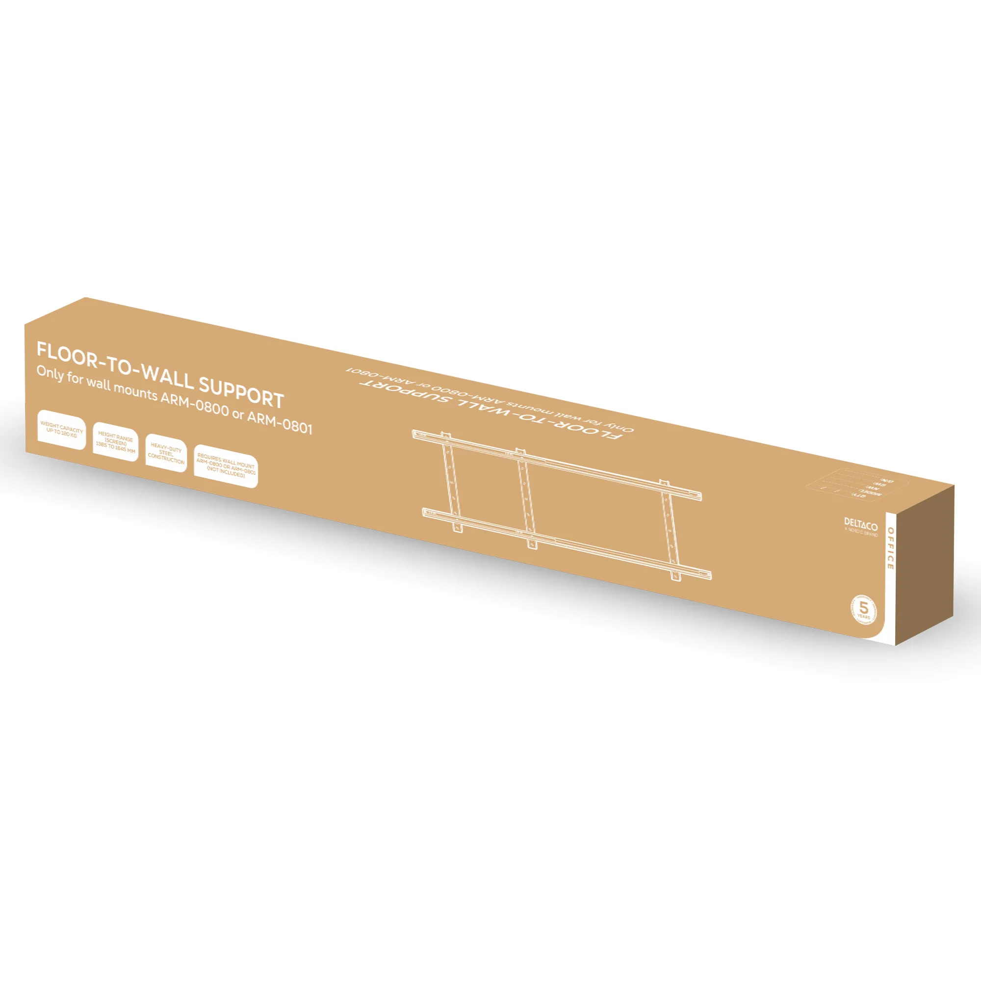 DELTACO Office ARM-0811 Floor/Wall Mount for LCD Displays, Black, Steel, maximum 120 kg