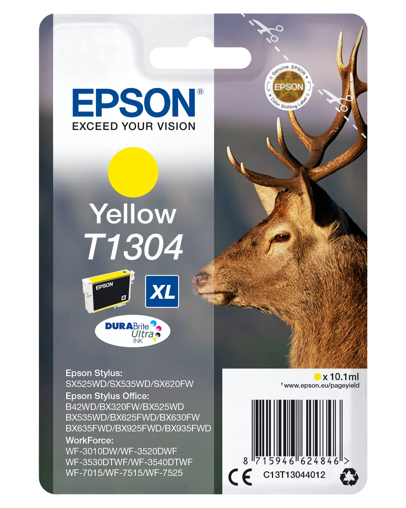 Epson T1304 XL-mustekasetti, 10.1 ml, keltainen