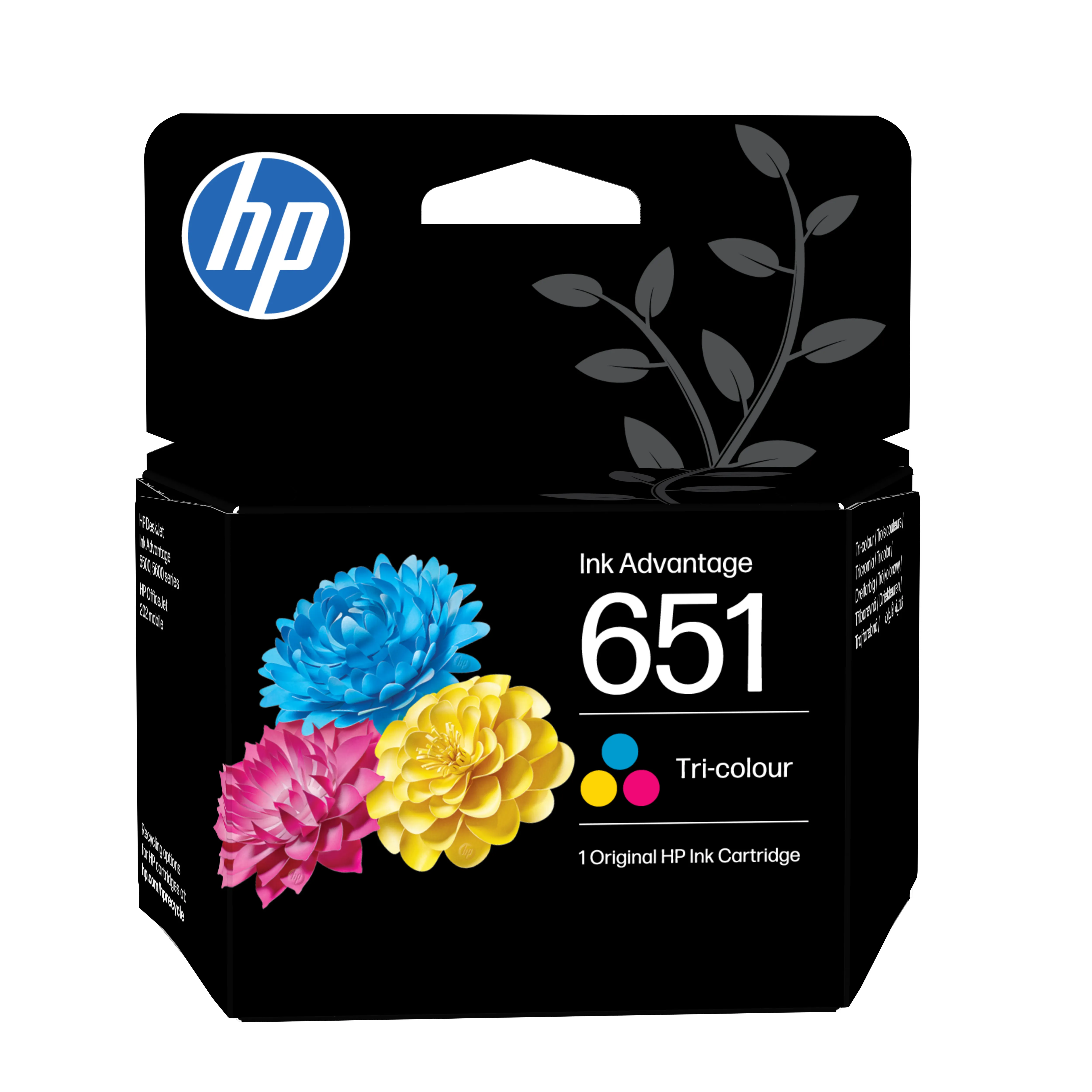 HP 651 Ink Advantage bl&auml;ckpatron, 1 ml, cyan/magenta/gul