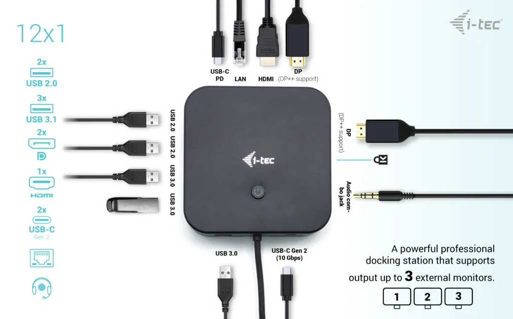 I-Tec USB-C HDMI Dual DP Power Delivery 100 W - docking station I-Tec USB-C HDMI Dual DP Power Delivery 100 W - docking station