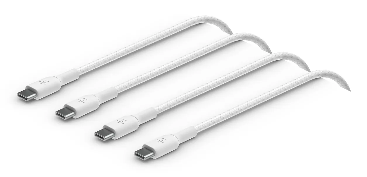 Belkin Braided USB-C - USB-C 60W - cable, White, 2m, 2pcs