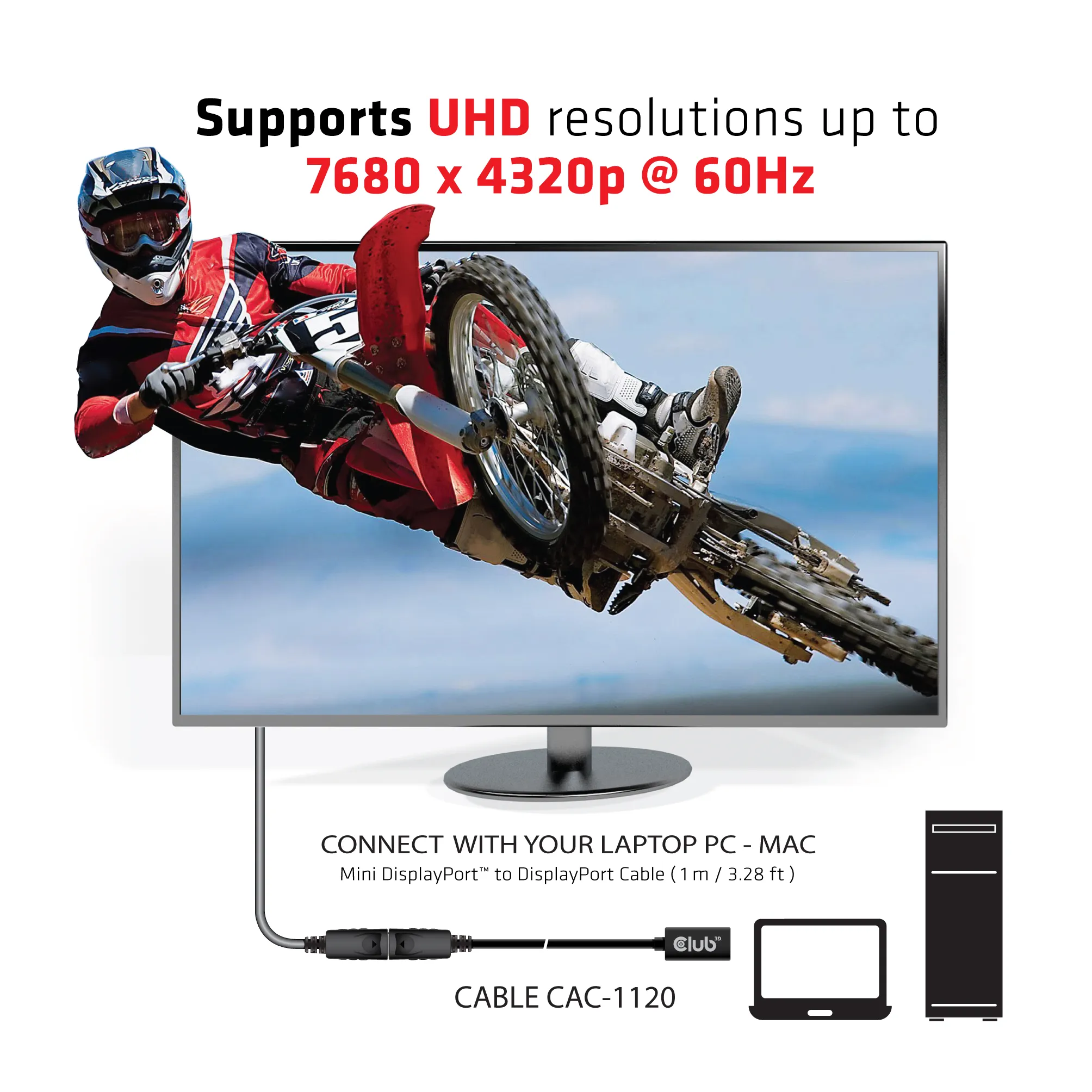 CLUB 3D CAC-1120 - Mini DisplayPort till DisplayPort-videokabel (1 m), Svart
