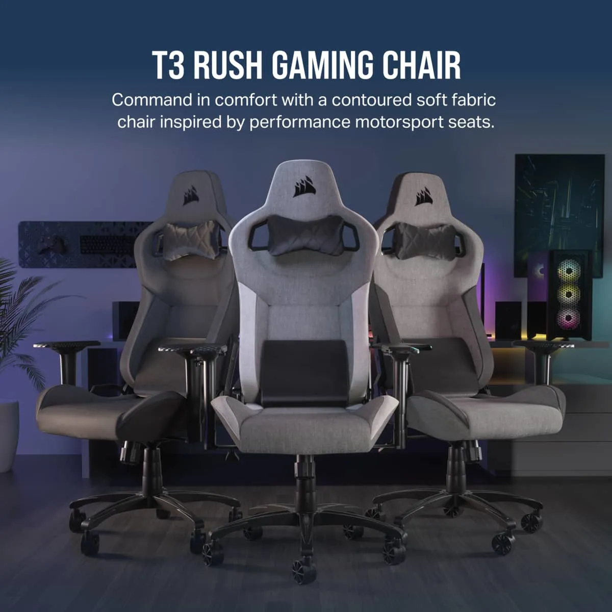 Corsair T3 Rush Fabric - gaming chair, grey
