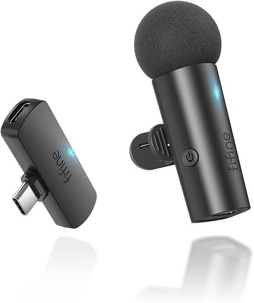FIFINE M6, USB-C tr&aring;dl&ouml;s lavaliermikrofon (inkl. 1 s&auml;ndare + 1 mottagare), svart