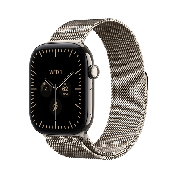 Apple Watch Series 12 (GPS + Cellular) 46mm Natural Titanium Case with Natural Milanese Loop, M/L