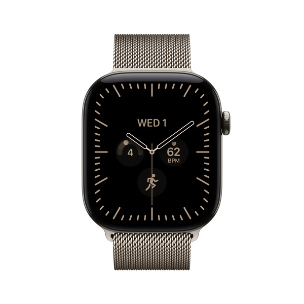 Apple Watch Series 12 (GPS + Cellular) 46mm Natural Titanium Case with Natural Milanese Loop, M/L