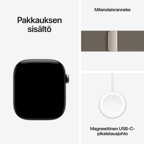 Apple Watch Series 12 (GPS + Cellular) 46mm Natural Titanium Case with Natural Milanese Loop, M/L