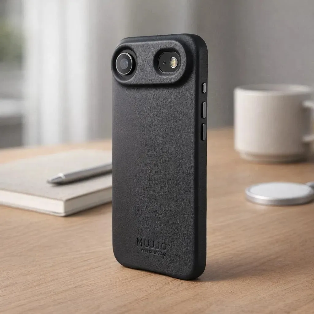 Mujjo Full Leather MagSafe Case for iPhone 17, Basalt