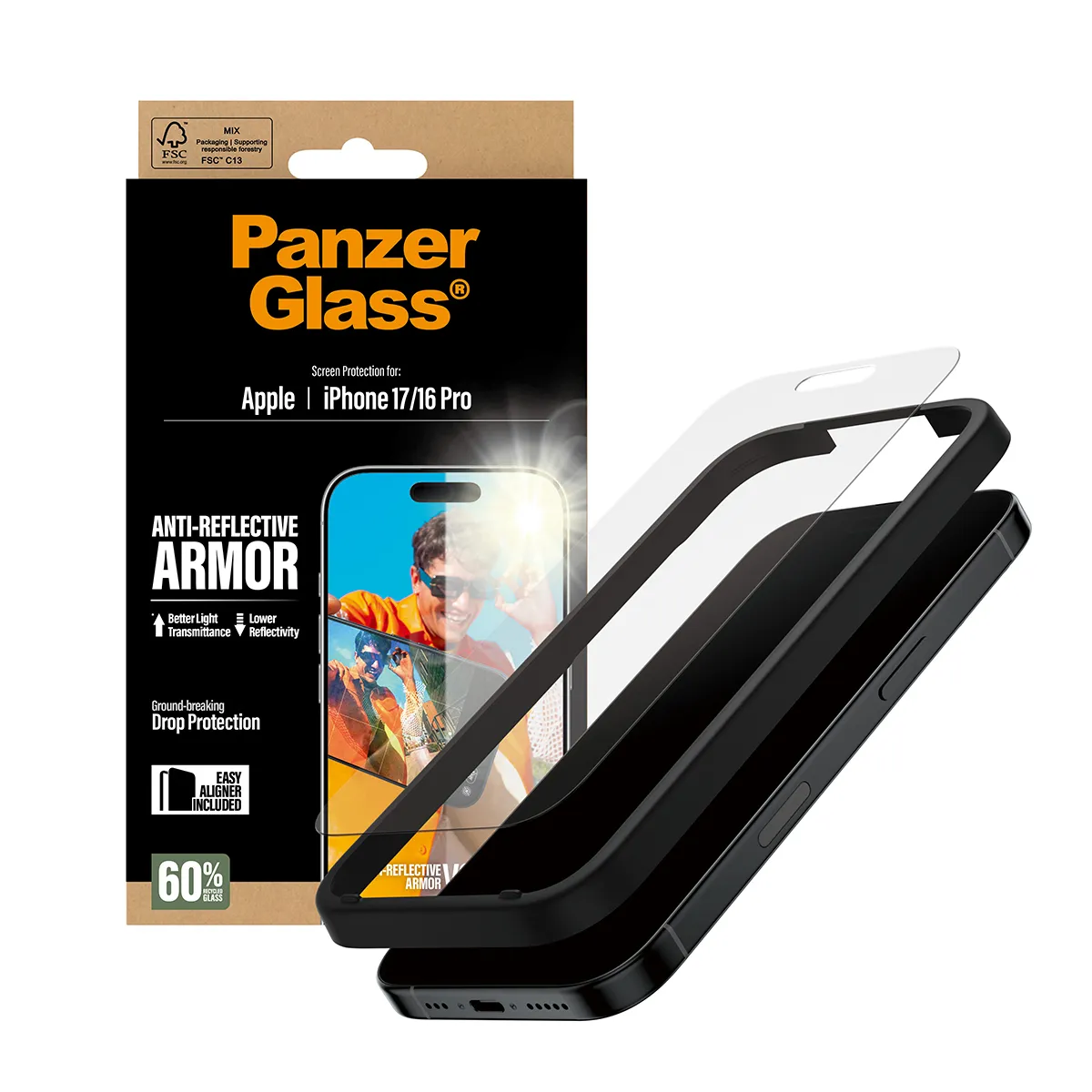 Panzerglass iPhone 16 Pro / 17 - sk&auml;rmskydd, Anti-Reflective Armor