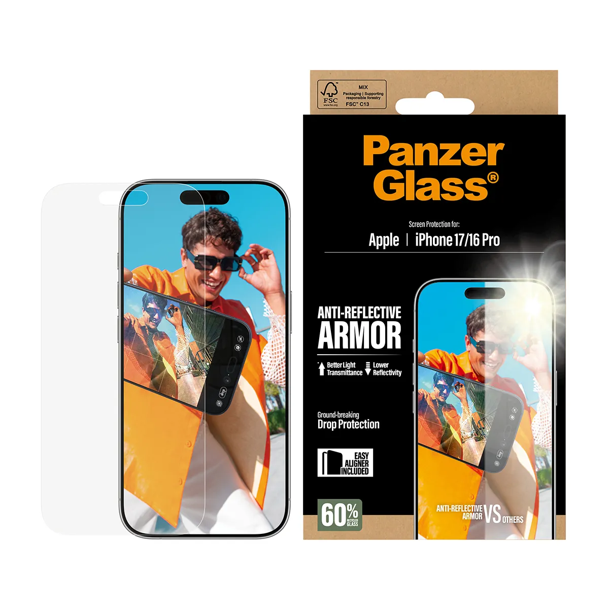 Panzerglass iPhone 16 Pro / 17 - sk&auml;rmskydd, Anti-Reflective Armor