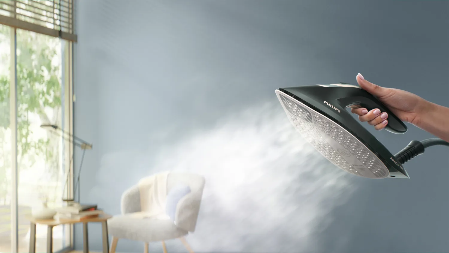 Philips PerfectCare 7000 Series PSG7200/20 Steam Generator Iron, 3120W, 8.5 bar, 1.5L, Louros Blue, Misty Dawn
