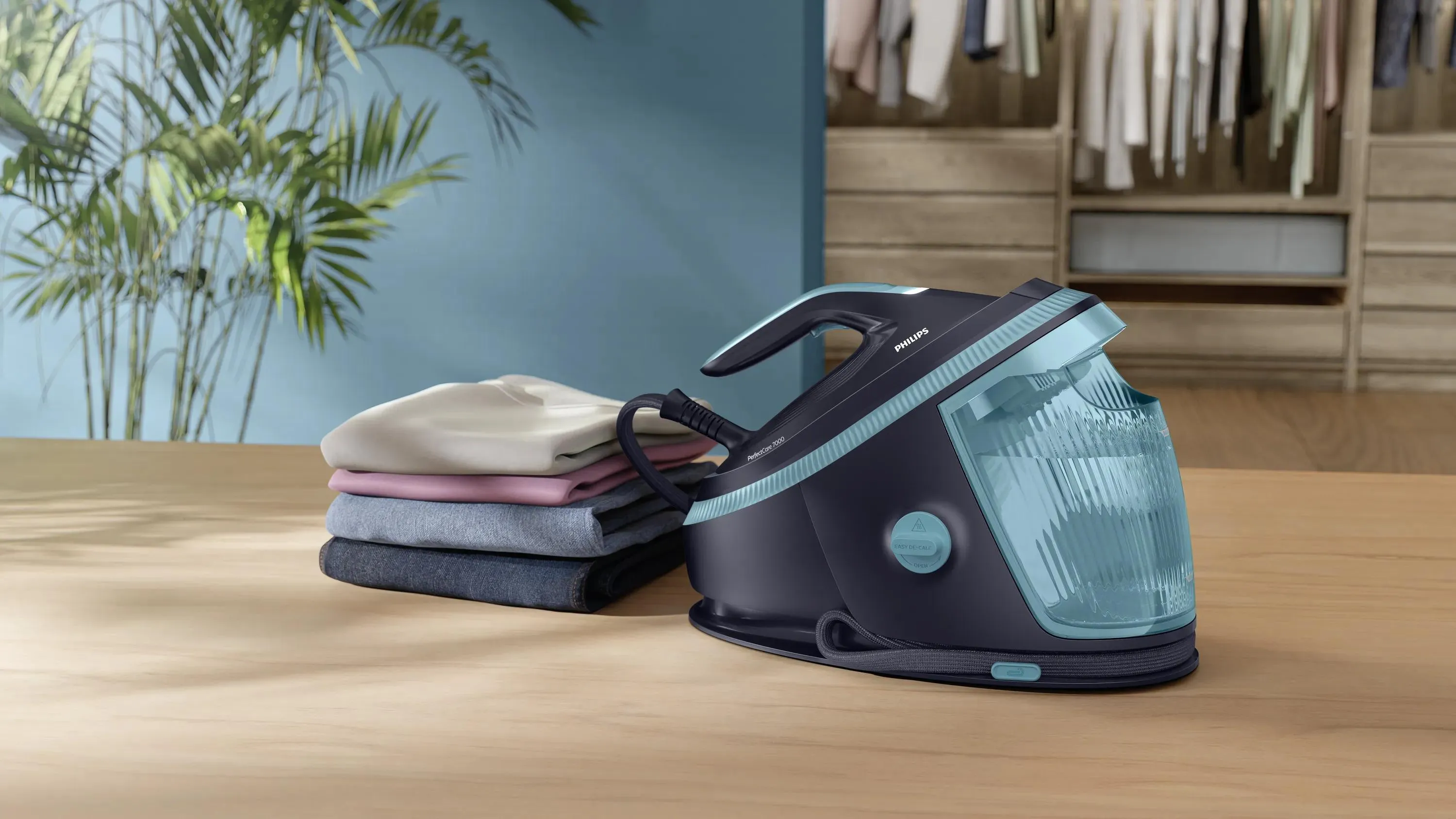 Philips PerfectCare 7000 Series PSG7200/20 Steam Generator Iron, 3120W, 8.5 bar, 1.5L, Louros Blue, Misty Dawn