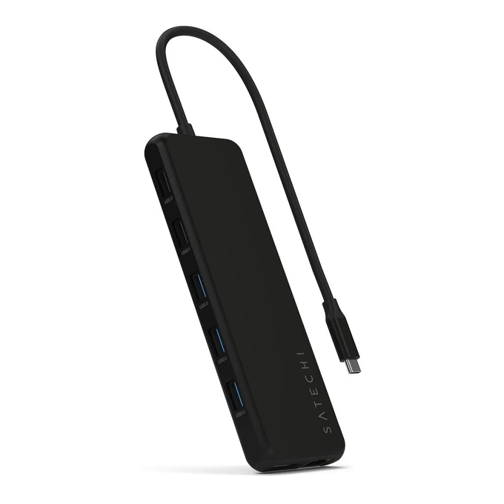 Satechi 13-in-1 USB-C kolminkertainen moniporttinen näytön sovitin - musta