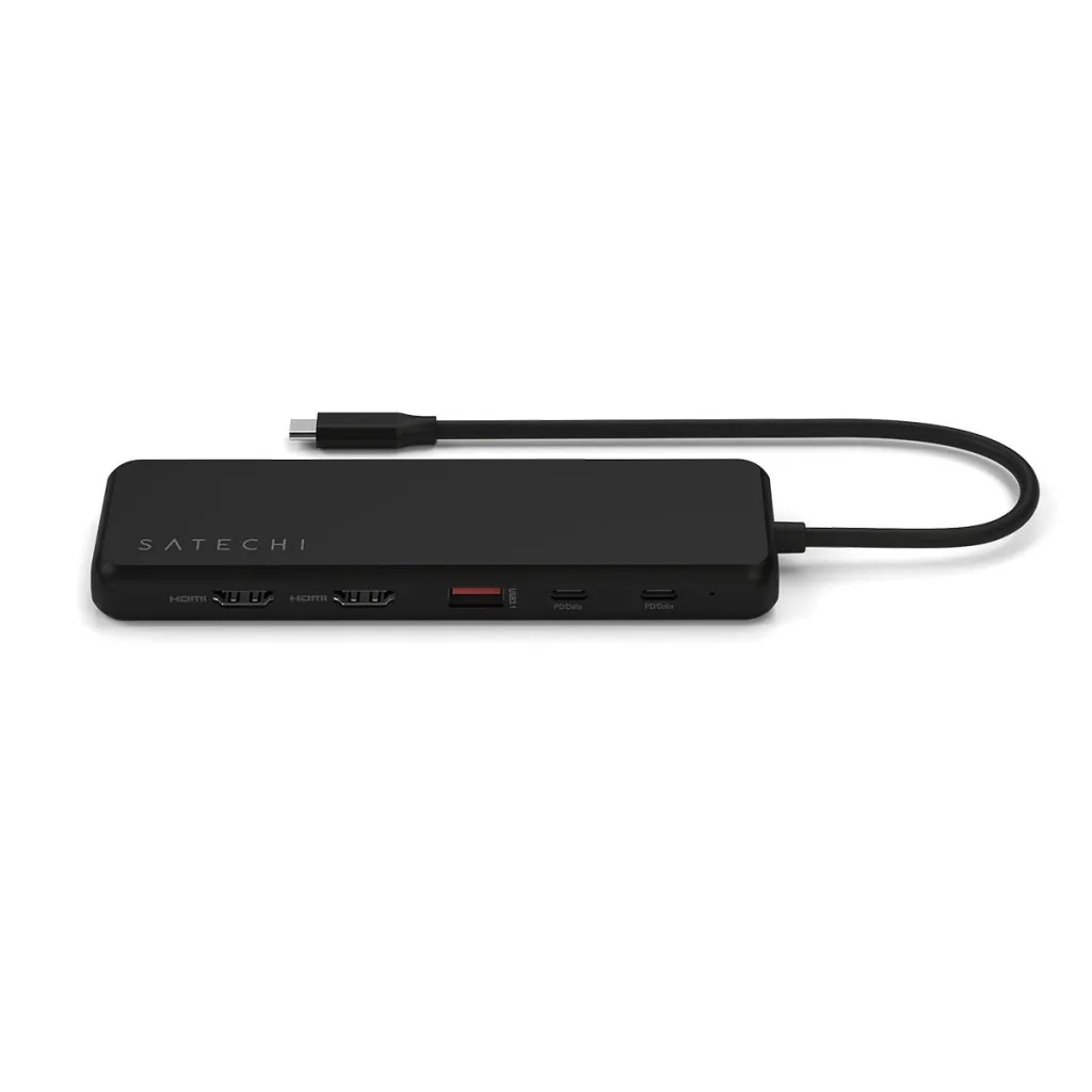 Satechi 13-in-1 USB-C kolminkertainen moniporttinen n&auml;yt&ouml;n sovitin - musta