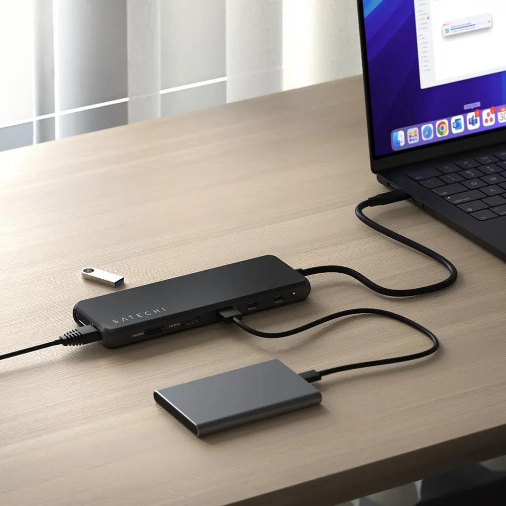 Satechi 13-in-1 USB-C kolminkertainen moniporttinen n&auml;yt&ouml;n sovitin - musta