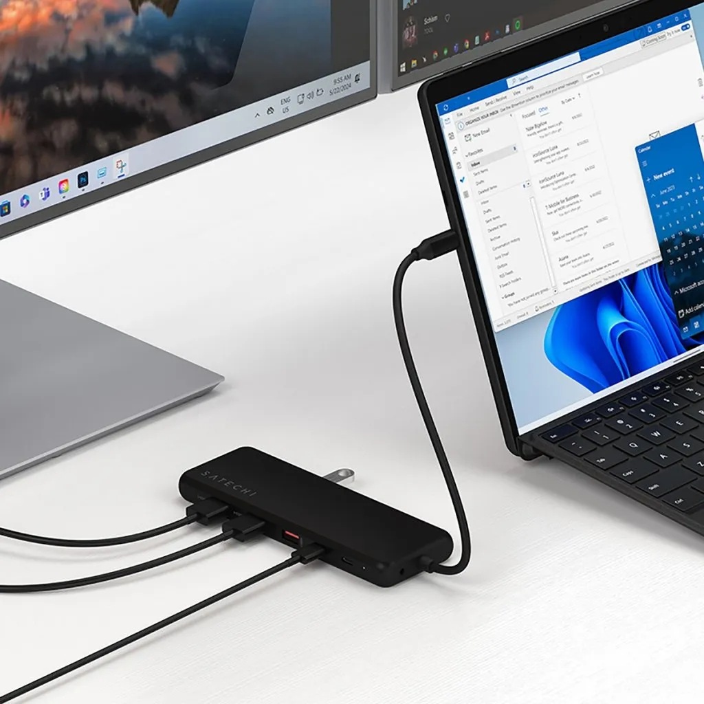 Satechi 13-in-1 USB-C kolminkertainen moniporttinen n&auml;yt&ouml;n sovitin - musta