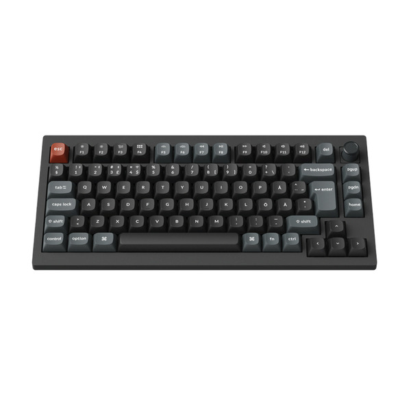 Keychron V1 Ultra 75% 8K tr&aring;dl&ouml;st mekaniskt speltangentbord, Keychron Silk POM Red, svart