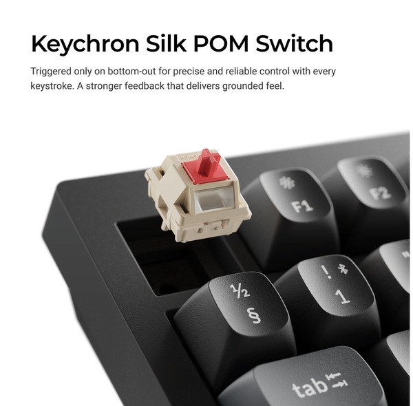 Keychron V1 Ultra 75% 8K -langaton mekaaninen pelin&auml;pp&auml;imist&ouml;, Keychron Silk POM Red, musta