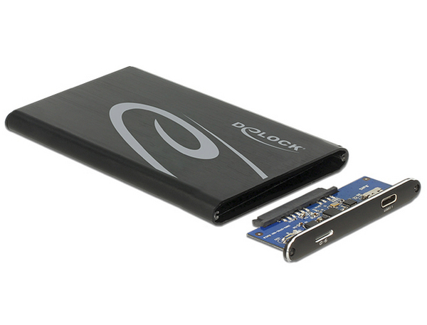 DeLOCK ulkoinen kotelo 1x2,5&quot; SATA-levylle, USB 3.1 Gen2, max 7mm