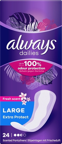 Always Dailies Large Fresh Extra Protect pikkuhousunsuojat 24 Kpl.