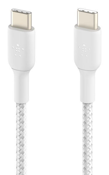 Belkin Braided USB-C - USB-C 60W -kaapeli, Valkoinen, 2m, 2kpl