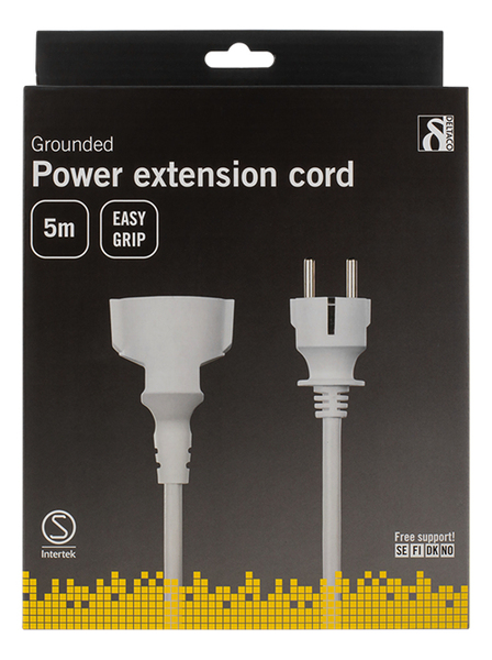 DELTACO jatkojohto, CEE 7/7, CEE 7/4, 3m, valkoinen