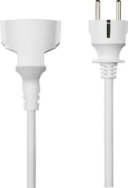 DELTACO jatkojohto, CEE 7/7, CEE 7/4, 3m, valkoinen