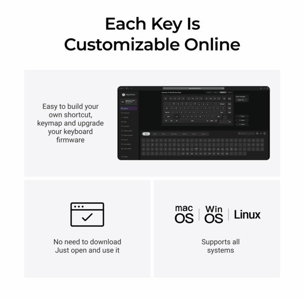 Keychron V1 Ultra 75% 8K Wireless Mechanical Gaming Keyboard, Keychron Silk POM Red, Black