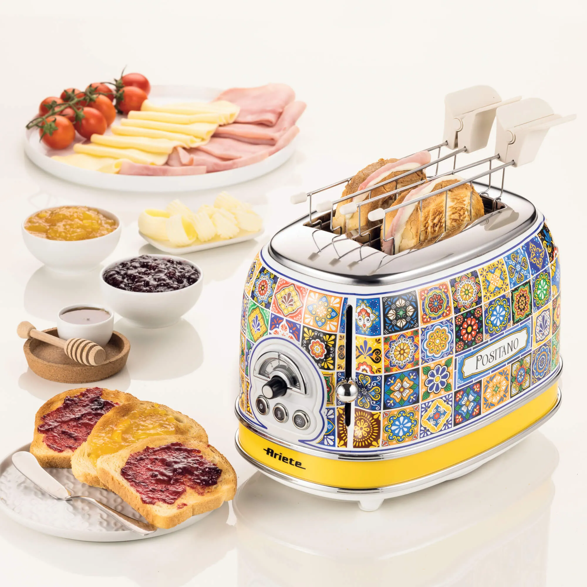 Ariete Positano toaster, 2 slices, Blue and Yellow (Positano style)