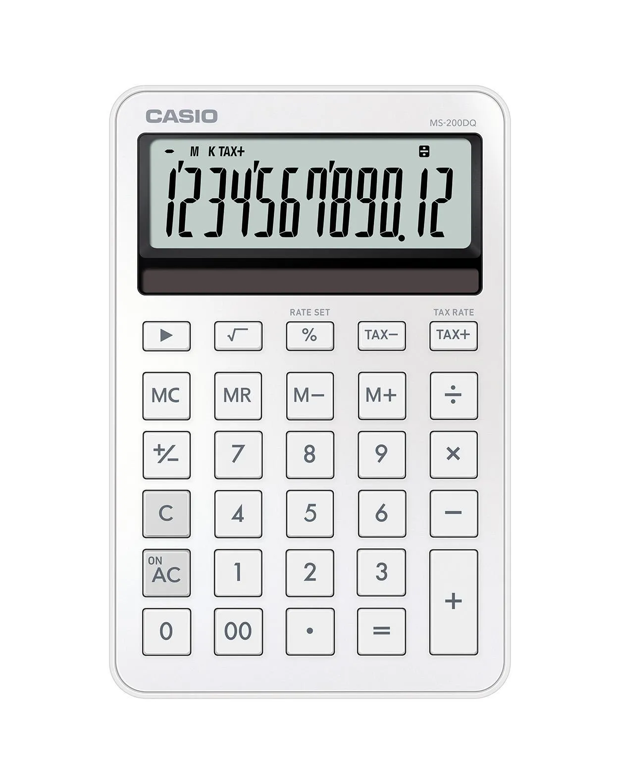 Casio MS-200DQ 12-numeroinen p&ouml;yt&auml;laskin Valkoinen