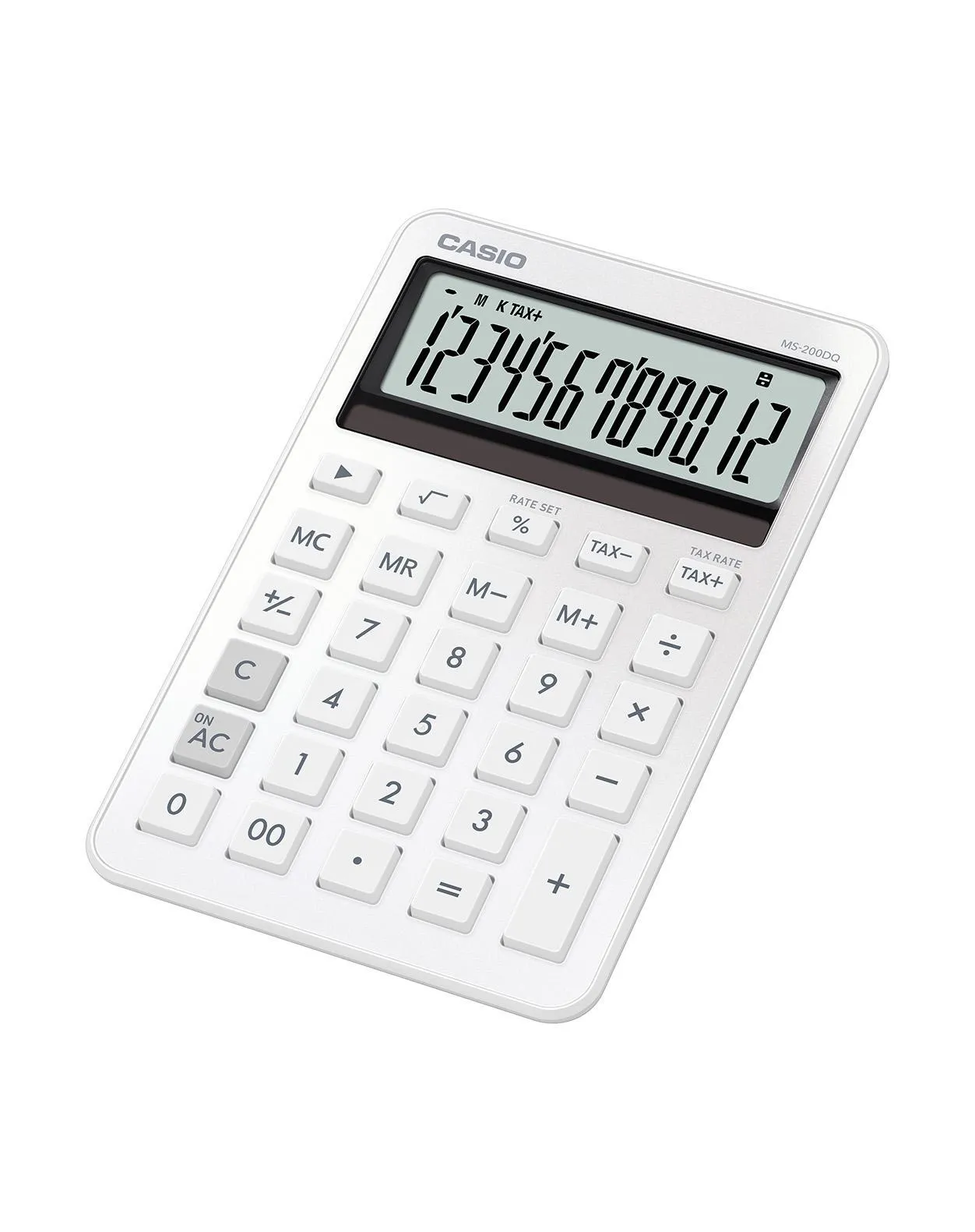 Casio MS-200DQ 12-numeroinen p&ouml;yt&auml;laskin Valkoinen