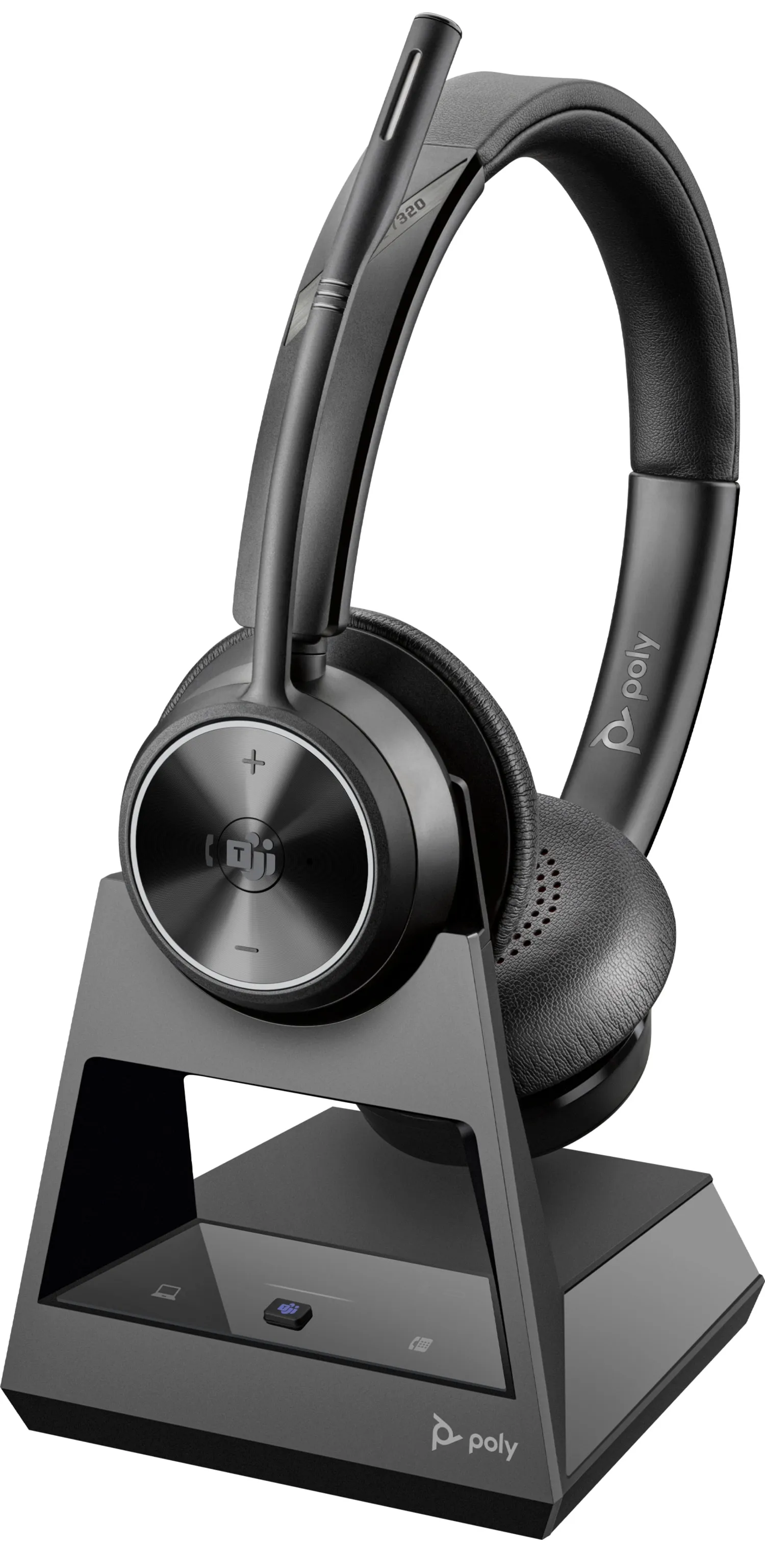 Poly Savi 7300 Office tr&aring;dl&ouml;s headset + kontorsbasstation, svart