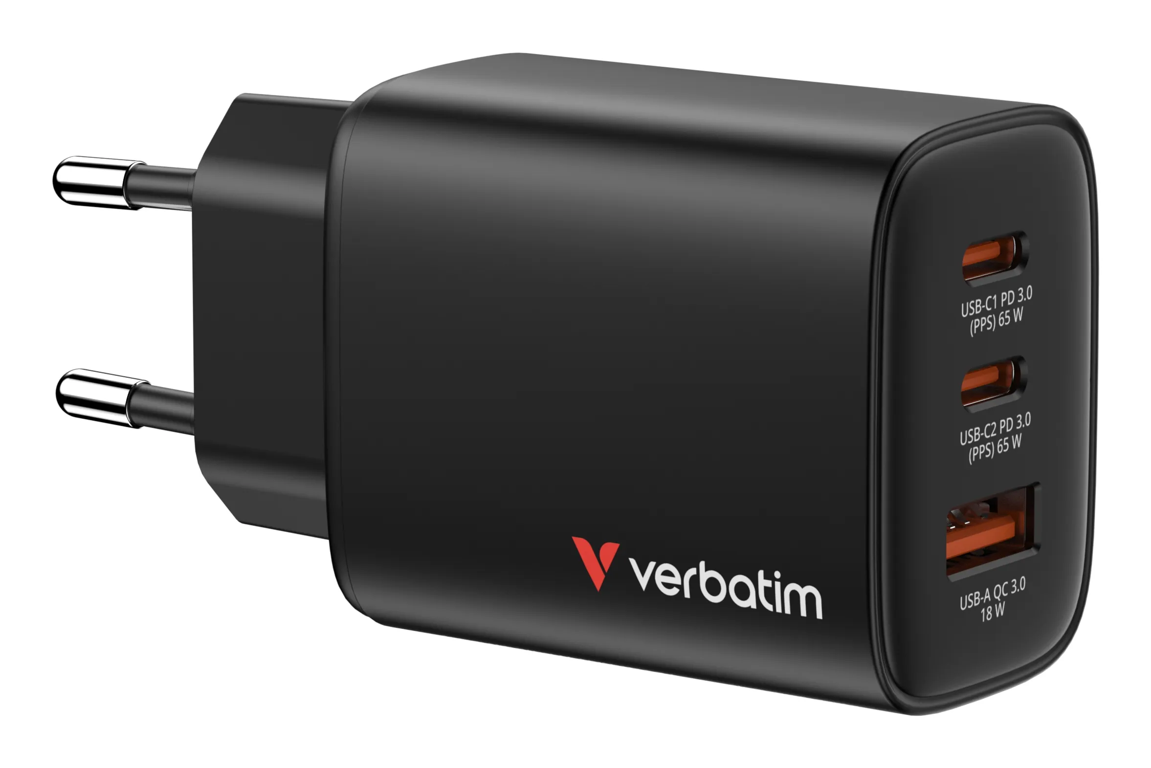 VERBATIM Essentials GaN Charger 65W - Virtal&auml;hde, musta