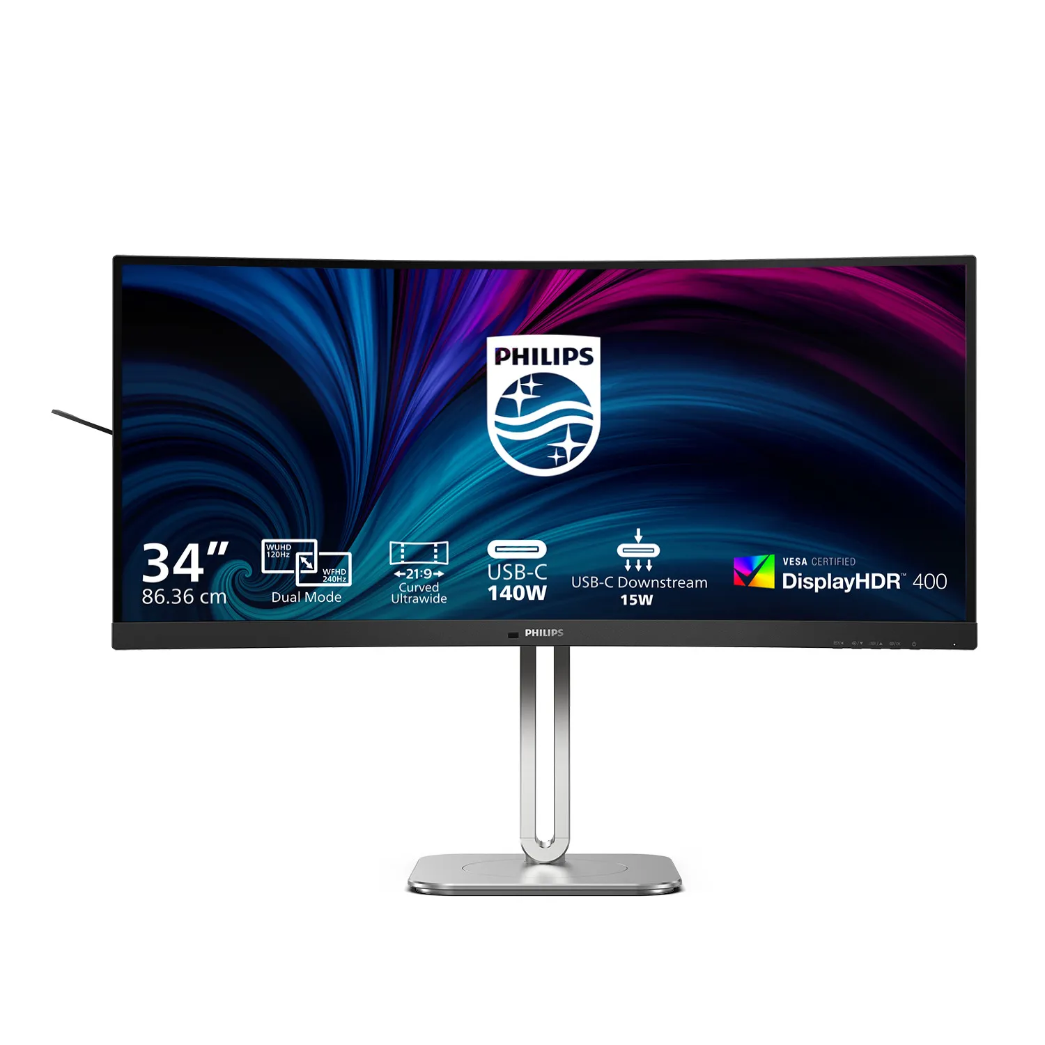 Philips 34B2U5900C 34" WUHD, VA, HDR -kaareva n&auml;ytt&ouml;, USB-C hub