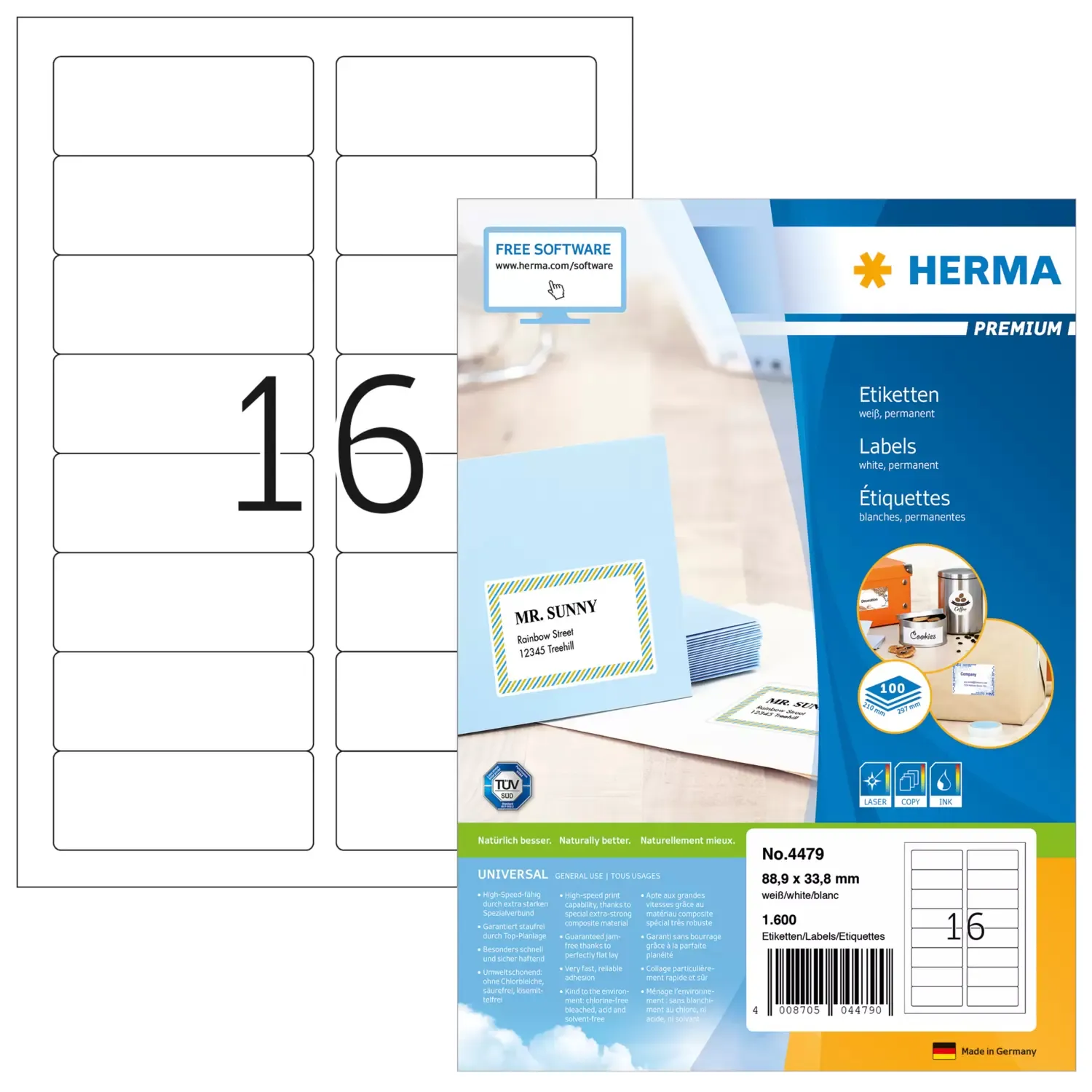 Herma label Premium 88,9x33,8 (1600)