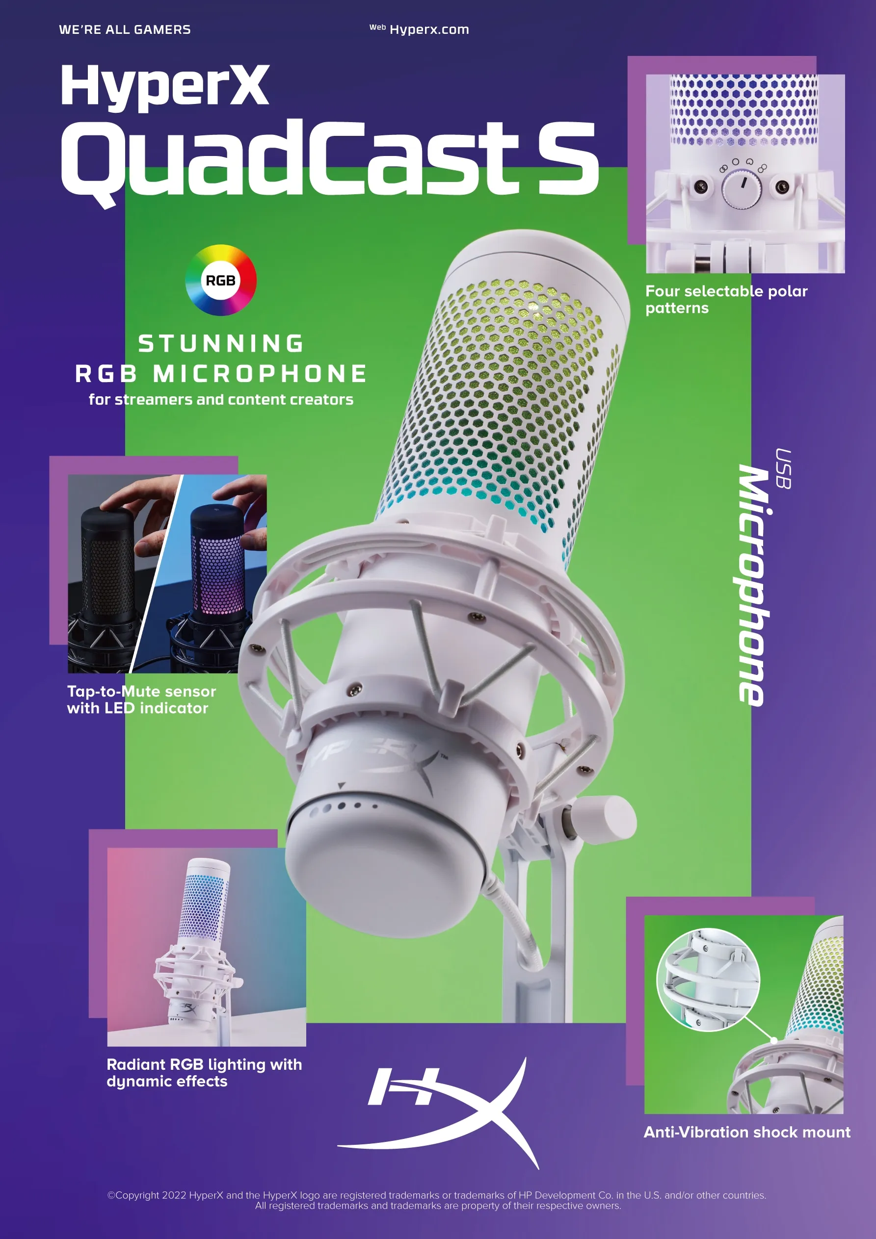 HyperX QuadCast S USB - microphone, black