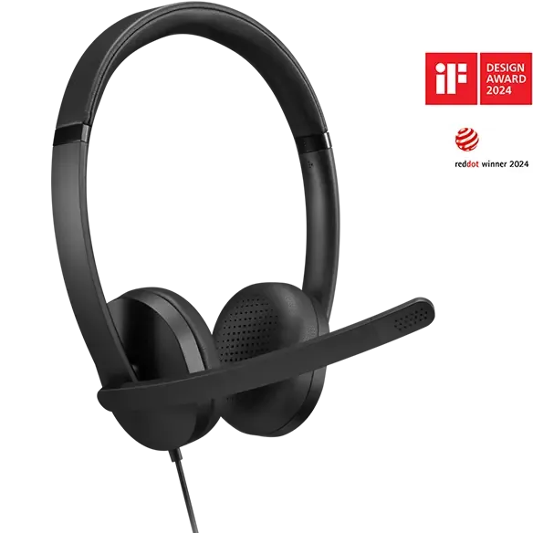 Lenovo Stereo USB-A Gen2 -kuulokkeet mikrofonilla, musta