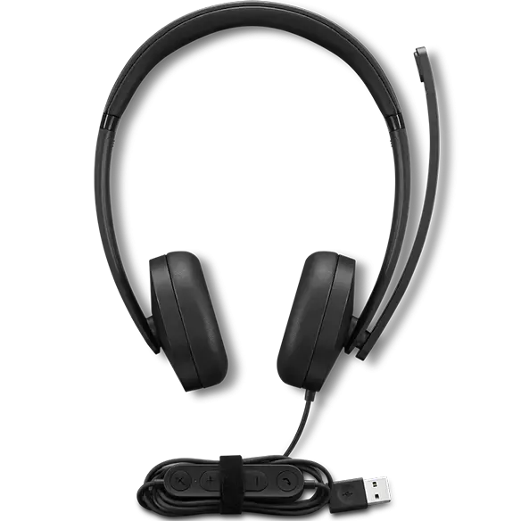 Lenovo Stereo USB-A Gen2 -kuulokkeet mikrofonilla, musta