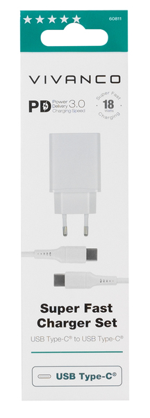 VIVANCO USB-C PD 18W Home Charger USB-C 1.2m