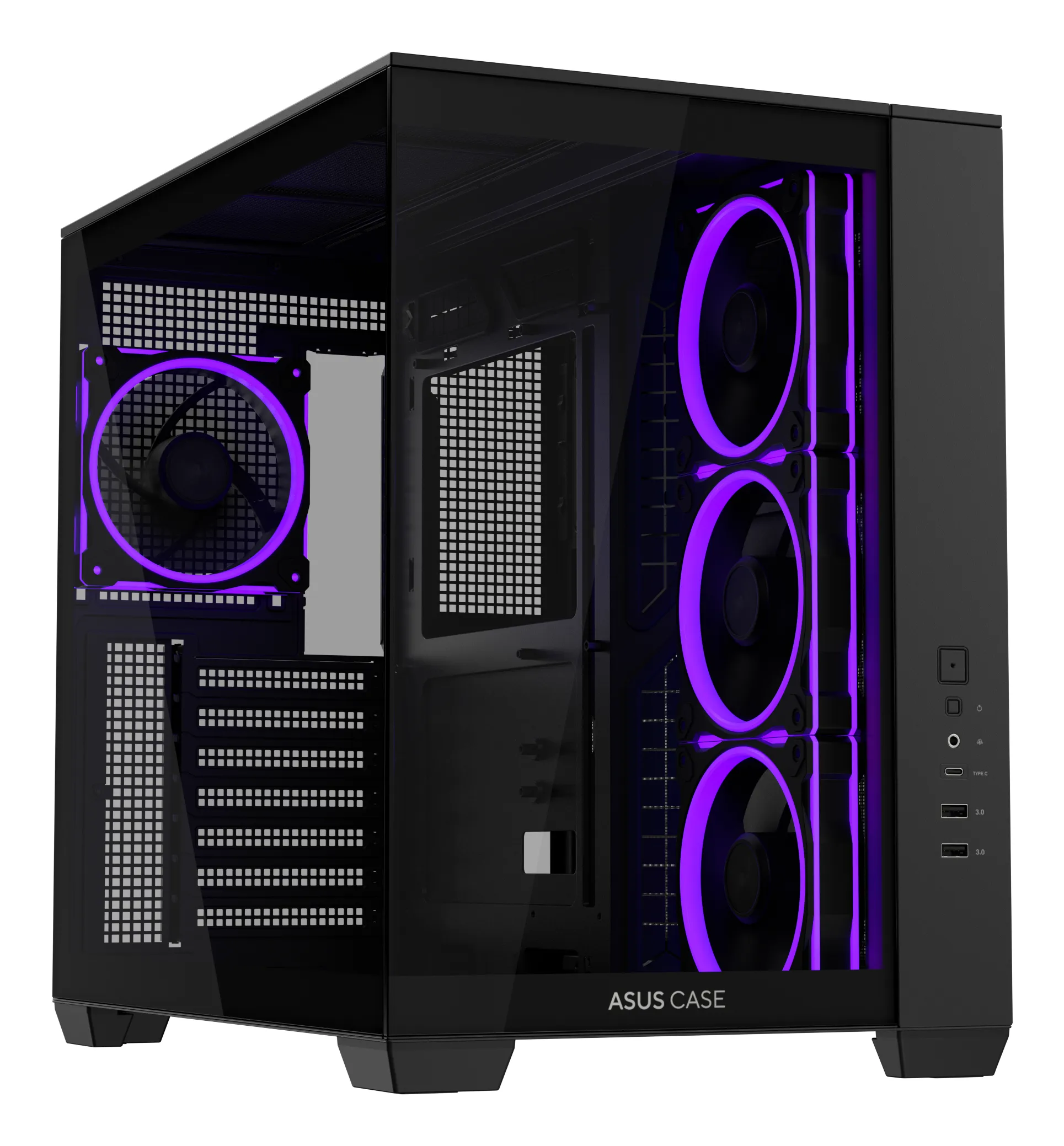 ASUS A32 PLUS Midi-Tower Case with window, with RGB lighting, Black