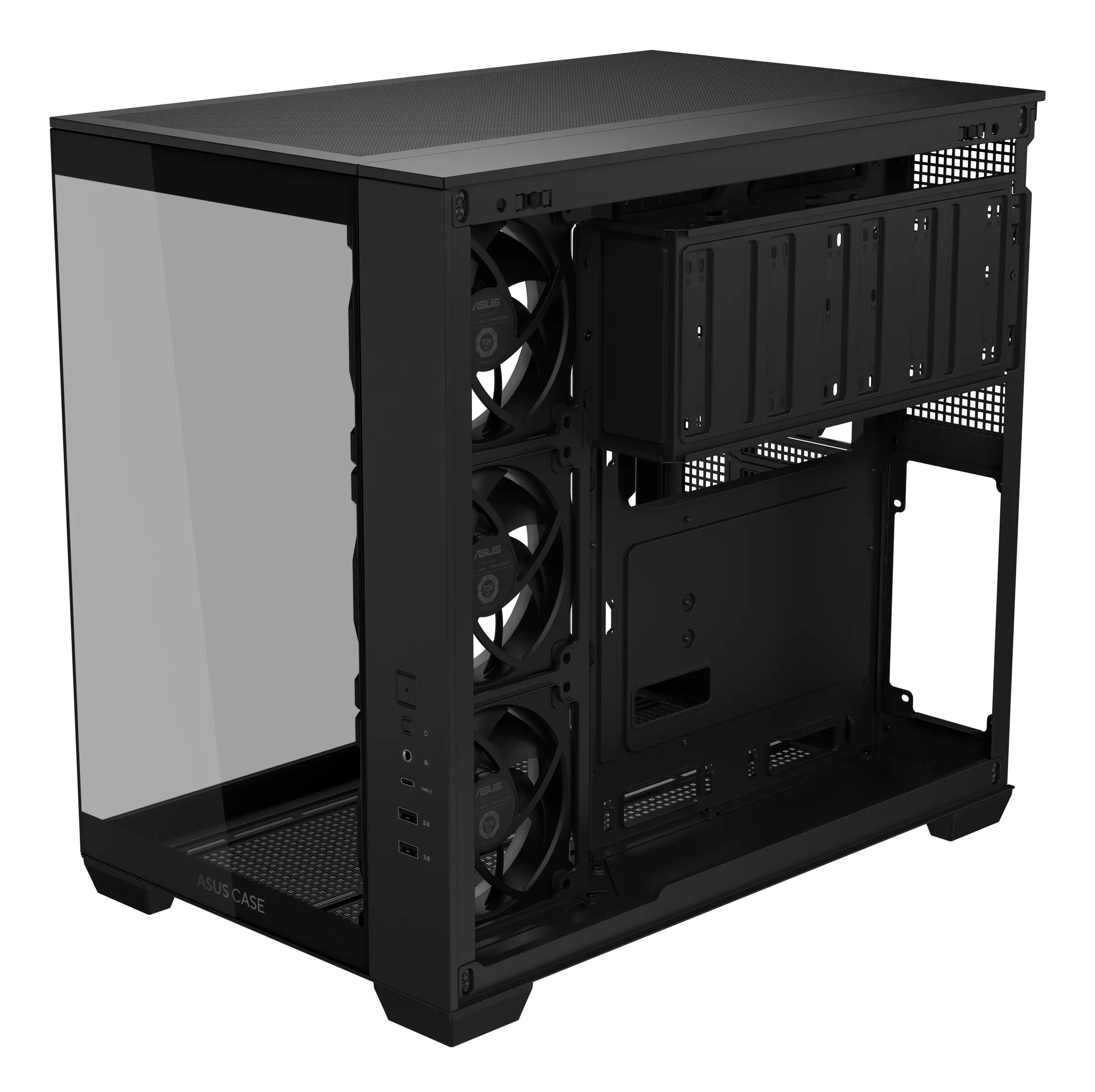 ASUS A32 PLUS Midi-Tower Case with window, with RGB lighting, Black