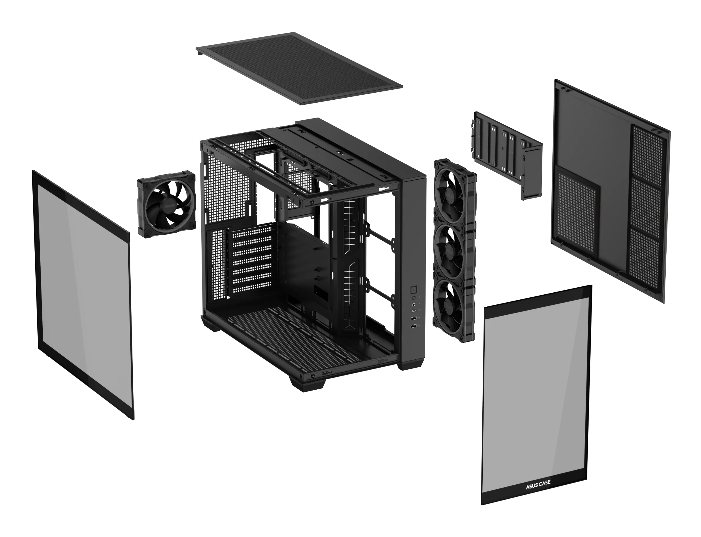 ASUS A32 PLUS Midi-Tower Case with window, with RGB lighting, Black
