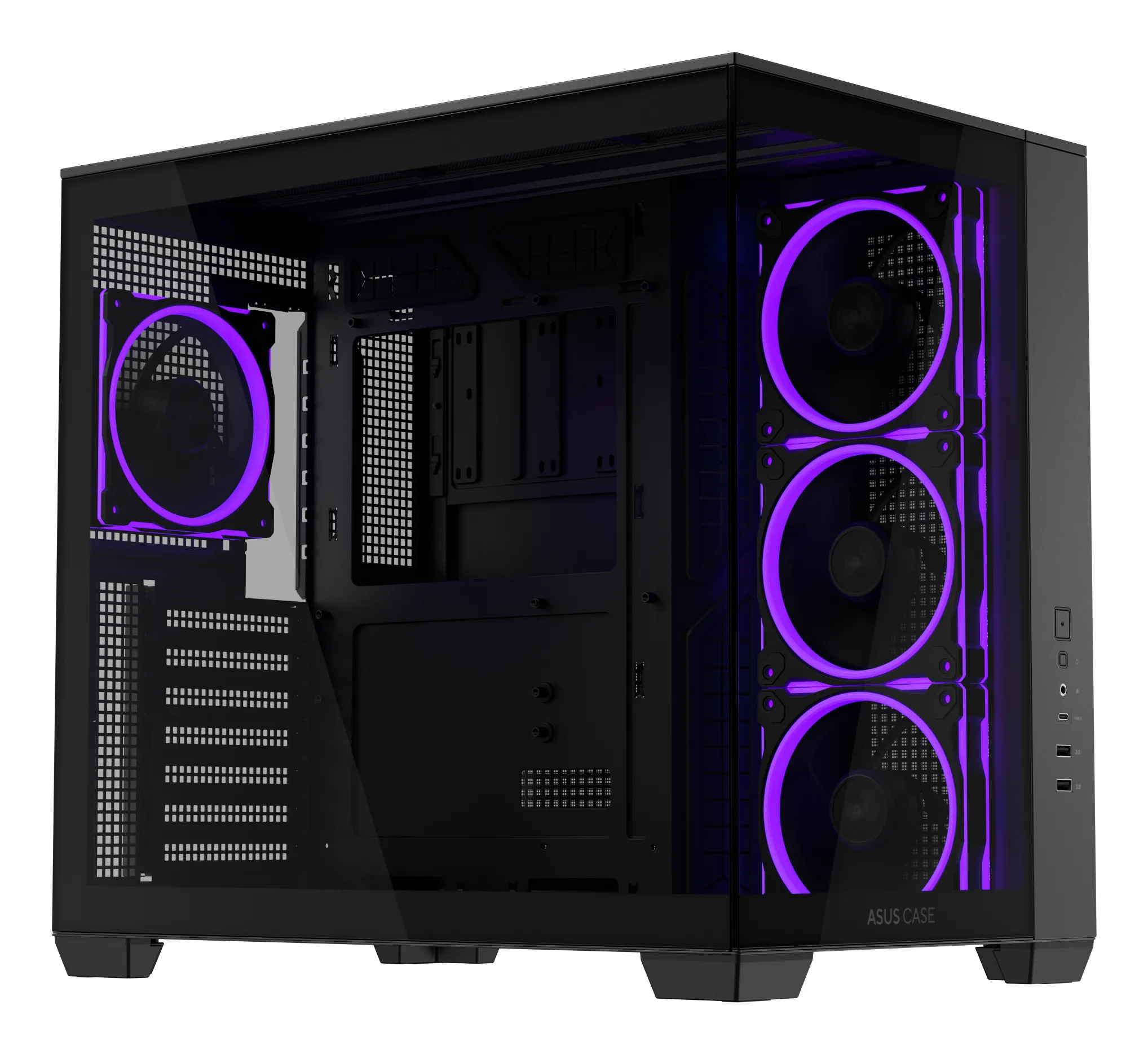 ASUS A32 PLUS Midi-Tower Case with window, with RGB lighting, Black